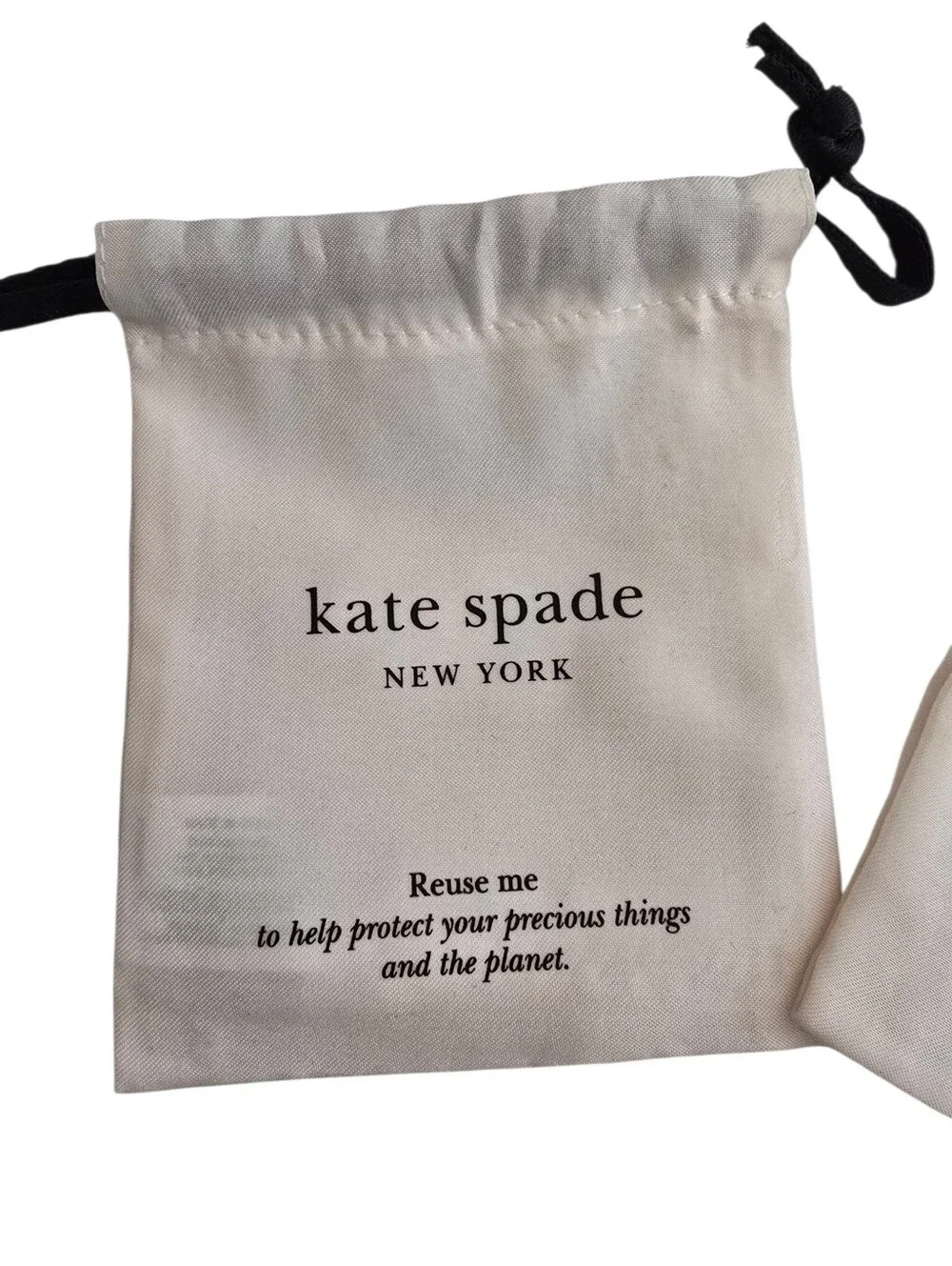 Kate Spade New York Small Drawstring Dust Bags Lot of 2 Jewelry Pouch Storage Ba